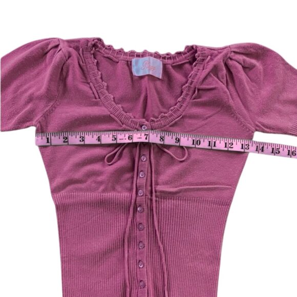 Plugg Vintage Y2K Ribbed Lace-up Sweater Pink/Purple Size Small - Picture 6 of 7